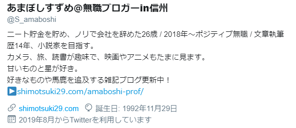 あまぼしのプロフィール